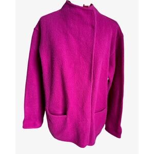 Eileen Fisher Size Small Lambswool Cotton Blend Purple Cardigan Sweater Jacket‎